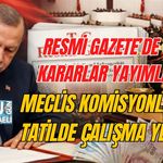 RESMİ GAZETE’DE YENİ KARARLAR YAYIMLANDI! MECLİS KOMİSYONLARINA TATİLDE ÇALIŞMA YETKİSİ