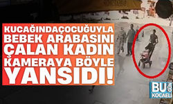 İzmit'te hırsızlık: Bebek arabasıyla gezinirken beğendiği başka arabayı kucağında bebeğiyle çaldı!