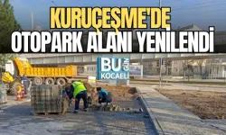 KURUÇEŞME'DE OTOPARK ALANI YENİLENDİ