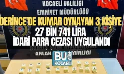 DERİNCE'DE KUMAR OYNAYAN 3 KİŞİYE 27 BİN 741 LİRA İDARİ PARA CEZASI UYGULANDI