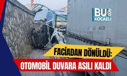 Faciadan Dönüldü: Otomobil Duvara Asılı Kaldı