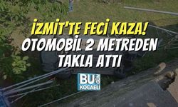 İzmit’te Feci Kaza! Otomobil 2 Metreden Takla Attı