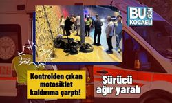 Kontrolden çıkan motosiklet kaldırıma çarptı! Sürücü ağır yaralı