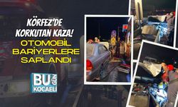 Körfez’de Korkutan Kaza! Otomobil Bariyerlere Saplandı