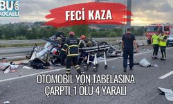 Feci Kaza: Otomobil Yön Tabelasına Çarptı, 1 Ölü 4 Yaralı