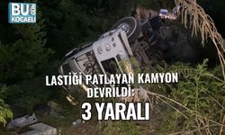 Lastiği Patlayan Kamyon Devrildi: 3 Yaralı