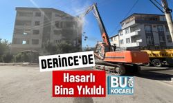 Derince’de Hasarlı Bina Yıkıldı