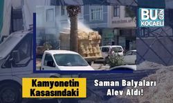 Kamyonetin Kasasındaki Saman Balyaları Alev Aldı!