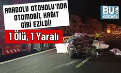 Anadolu Otoyolu’nda Otomobil Kağıt Gibi Ezildi! 1 Ölü, 1 Yaralı