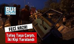 Feci Kaza! Tofaş Taşa Çarptı, İki Kişi Yaralandı
