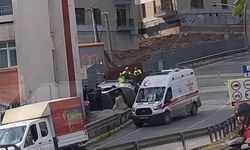 İzmit’te Feci Kaza! Araç Yan Döndü