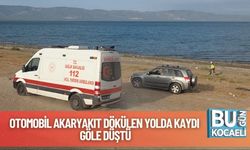 Otomobil Akaryakıt Dökülen Yolda Kaydı Göle Düştü