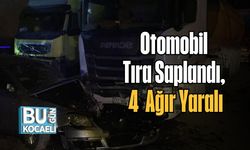 Otomobil Tıra Saplandı, 4 Kişi Ağır Yaralı