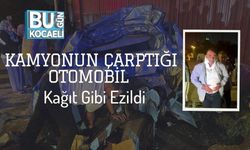 Kamyonun Çarptığı Otomobil Kağıt Gibi Ezildi