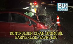 Kontrolden Çıkan Otomobil Bariyerlere Savruldu