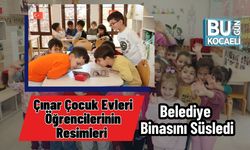 Çınar Çocuk Evleri Öğrencilerinin Resimleri Belediye Binasını Süsledi