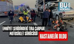 Emniyet Şeridindeki Tıra Çarpan Motosiklet Sürücüsü Hastanelik Oldu
