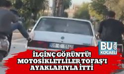 İlginç Görüntü! Motosikletliler Tofaş’ı Ayaklarıyla İtti