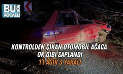 Kontrolden Çıkan Otomobil Ağaca Ok Gibi Saplandı: 1’i Ağır 3 Yaralı