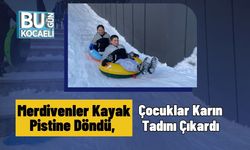 Merdivenler Kayak Pistine Döndü, Çocuklar Karın Tadını Çıkardı