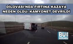 Dilovası’nda Fırtına Kazaya Neden Oldu: Kamyonet Devrildi