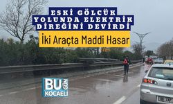 Eski Gölcük Yolunda Elektrik Direğini Devirdi: İki Araçta Maddi Hasar