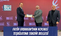 Fatih Erbakan’dan Kocaeli Teşkilatına Takdir Belgesi