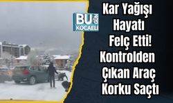 Kar Yağışı Hayatı Felç Etti! Kontrolden Çıkan Araç Korku Saçtı