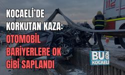 KOCAELİ’DE KORKUTAN KAZA: OTOMOBİL BARİYERLERE OK GİBİ SAPLANDI