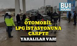 OTOMOBİL LPG İSTASYONUNA ÇARPTI!: YARALILAR VAR!