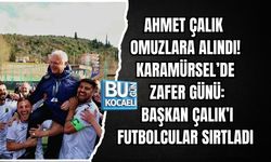AHMET ÇALIK OMUZLARA ALINDI! KARAMÜRSEL’DE ZAFER GÜNÜ: BAŞKAN ÇALIK’I FUTBOLCULAR SIRTLADI