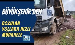 BÜYÜKŞEHİR'DEN BOZULAN YOLLARA HIZLI MÜDAHELE