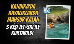 KANDIRA'DA KAYALIKLARDA MAHSUR KALAN 3 KİŞİ JET-SKİ İLE KURTARILDI