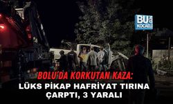 BOLU’DA KORKUTAN KAZA: LÜKS PİKAP HAFRİYAT TIRINA ÇARPTI, 3 YARALI