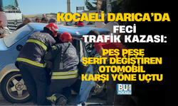 KOCAELİ DARICA’DA FECİ TRAFİK KAZASI: PEŞ PEŞE ŞERİT DEĞİŞTİREN OTOMOBİL KARŞI YÖNE UÇTU