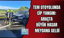TEM OTOYOLUNDA CİP YANGINI: ARAÇTA BÜYÜK HASAR MEYDANA GELDİ
