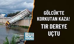 GÖLCÜK'TE KORKUTAN KAZA! TIR DEREYE UÇTU