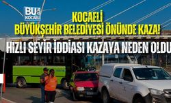 KOCAELİ BÜYÜKŞEHİR BELEDİYESİ ÖNÜNDE KAZA! HIZLI SEYİR İDDİASI KAZAYA NEDEN OLDU