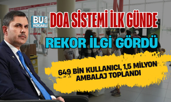 DOA SİSTEMİ İLK GÜNDE REKOR İLGİ GÖRDÜ: 649 BİN KULLANICI, 1,5 MİLYON AMBALAJ TOPLANDI