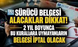 SÜRÜCÜ BELGESİ ALACAKLAR DİKKAT! 2 YIL BOYUNCA BU KURALLARA UYMAYANLARIN BELGESİ İPTAL OLACAK