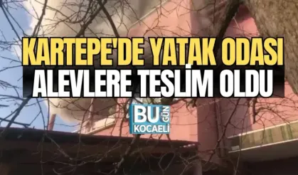 KARTEPE'DE YATAK ODASI ALEVLERE TESLİM OLDU