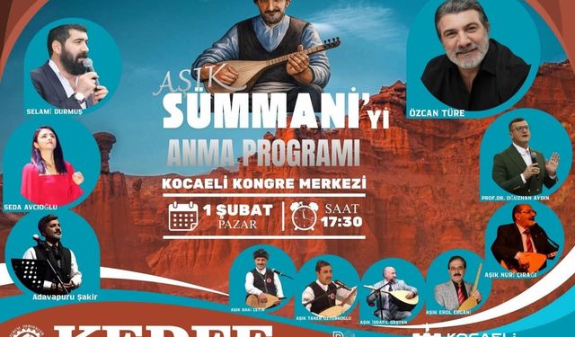 Kocaeli’de Âşık Sümmani Anılacak: Erzurum Kültürü Kongre Merkezi’nde Buluşuyor