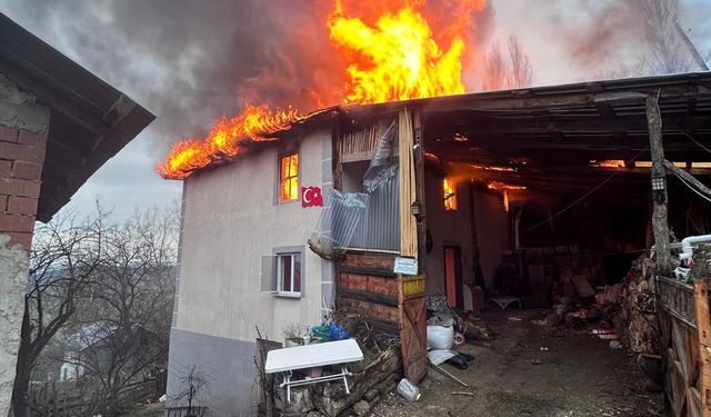 ALEVLER İKİ KATLI EVİ YUTTU
