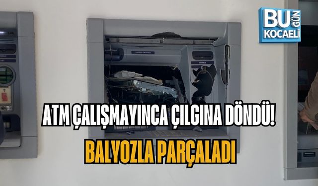 ATM ÇALIŞMAYINCA ÇILGINA DÖNDÜ! BALYOZLA PARÇALADI