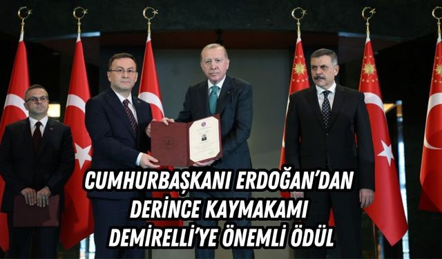 CUMHURBAŞKANI ERDOĞAN’DAN DERİNCE KAYMAKAMI DEMİRELLİ’YE ÖNEMLİ ÖDÜL
