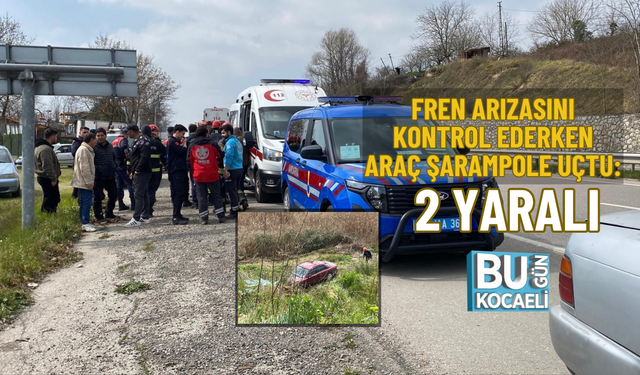 FREN ARIZASINI KONTROL EDERKEN ARAÇ ŞARAMPOLE UÇTU: 2 YARALI