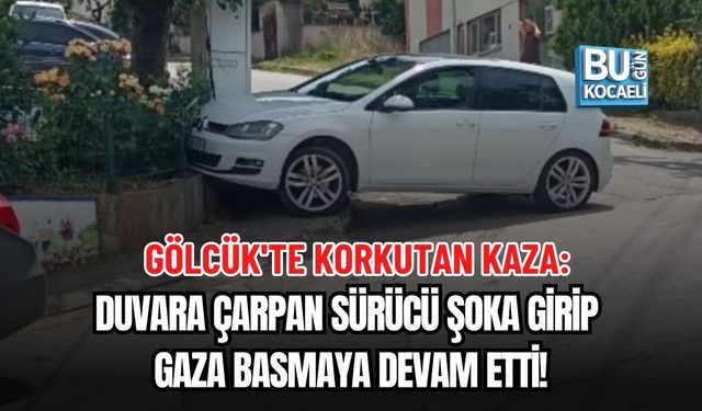 GÖLCÜK'TE KORKUTAN KAZA: DUVARA ÇARPAN SÜRÜCÜ ŞOKA GİRİP GAZA BASMAYA DEVAM ETTİ!