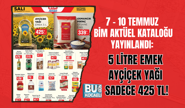 10 TEMMUZ BİM AKTÜEL KATALOĞU YAYINLANDI: 5 LİTRE EMEK AYÇİÇEK YAĞI SADECE 425 TL!