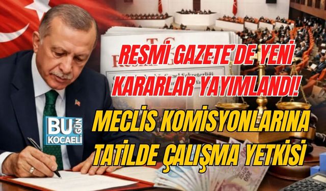 RESMİ GAZETE’DE YENİ KARARLAR YAYIMLANDI! MECLİS KOMİSYONLARINA TATİLDE ÇALIŞMA YETKİSİ