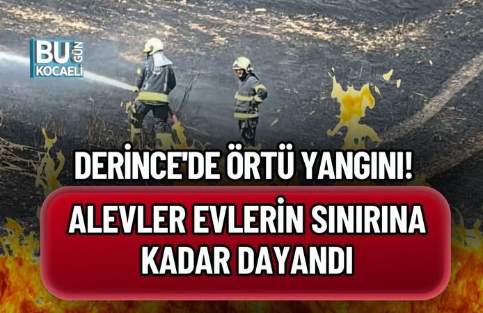 DERİNCE'DE ÖRTÜ YANGINI! ALEVLER EVLERİN SINIRINA KADAR DAYANDI